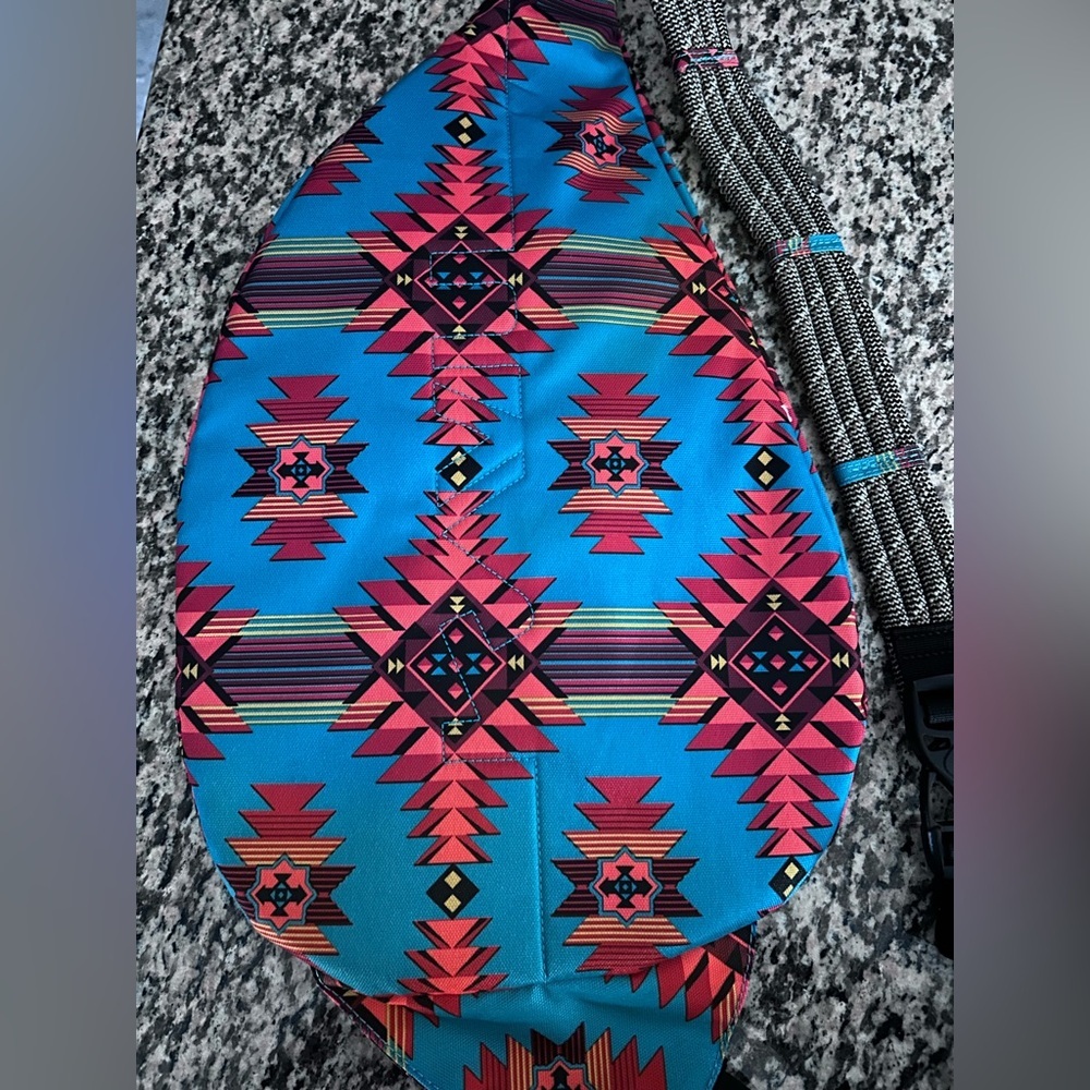 Kavu Vibrant Teal and Green Aztec Print Backpack - Picture 8 of 12